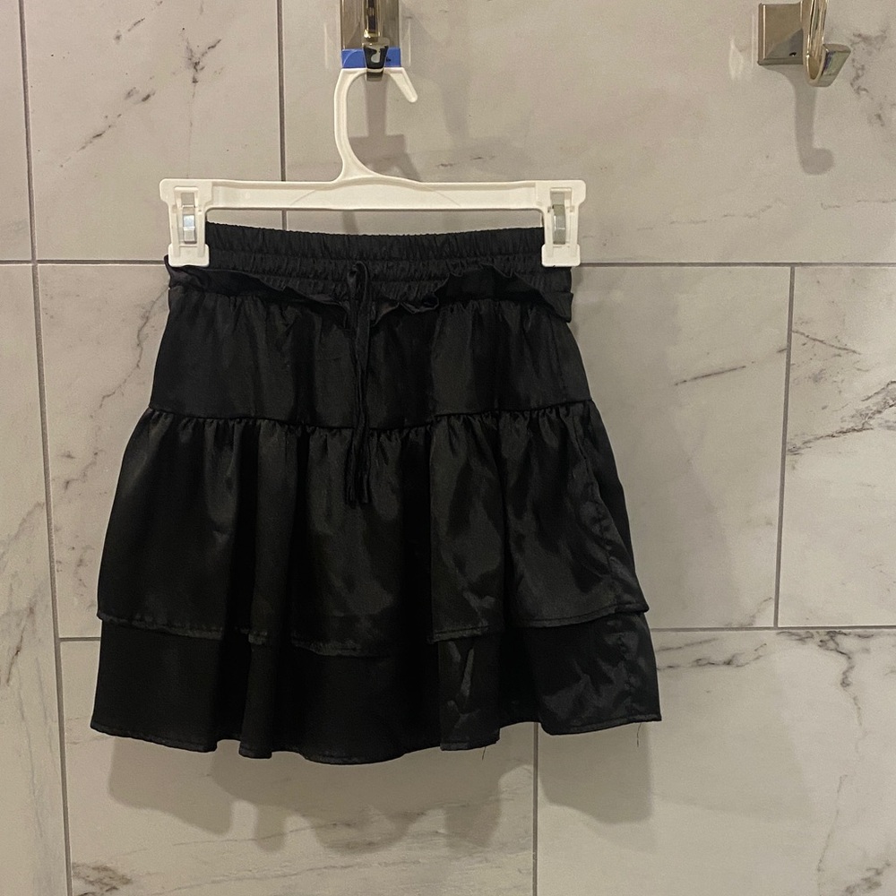 Chic Black Tiered Kids Skirt